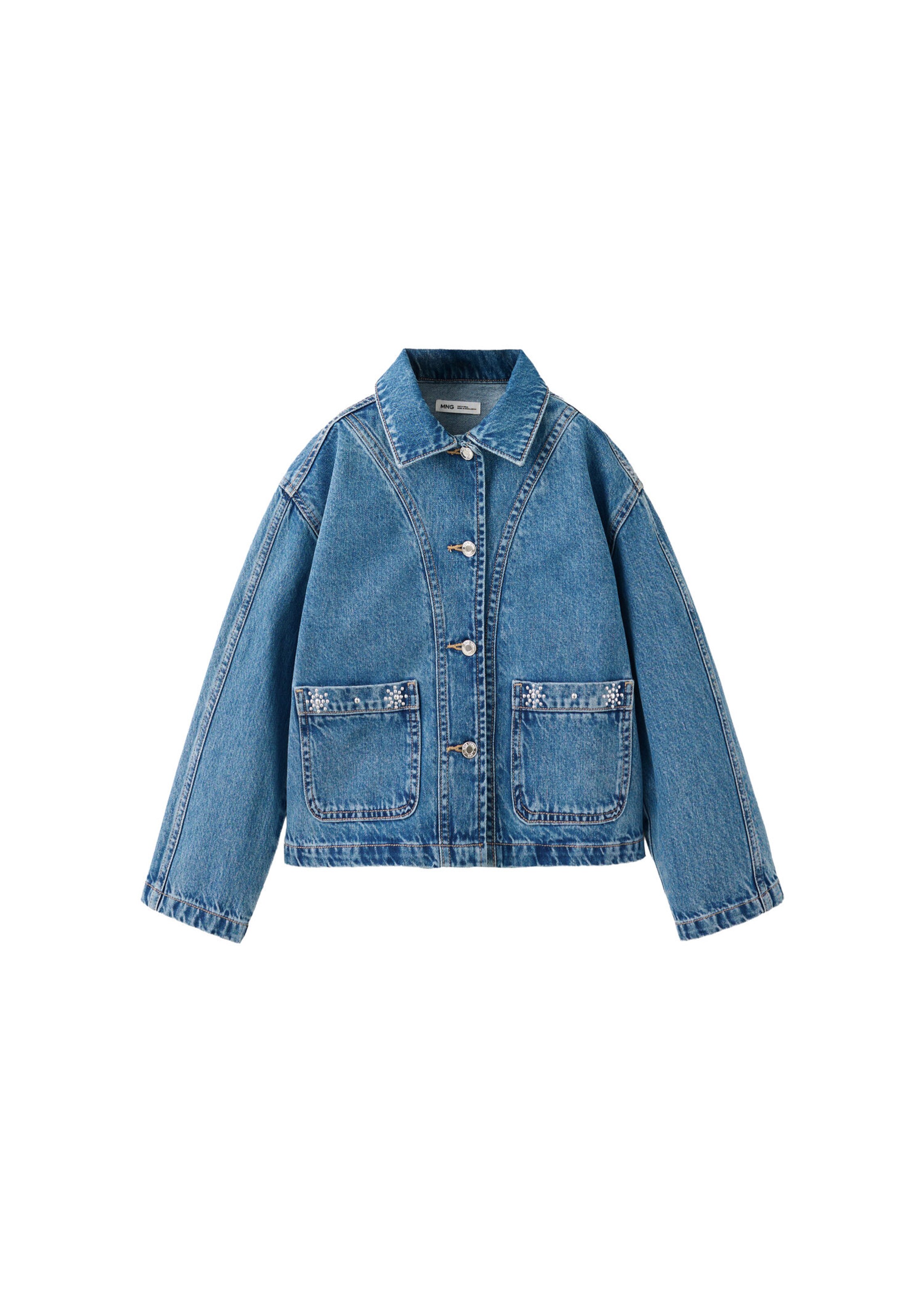 MANGO KIDS Overgangsjakke 'KEYS' i 164 i blue denim, Produktvisning