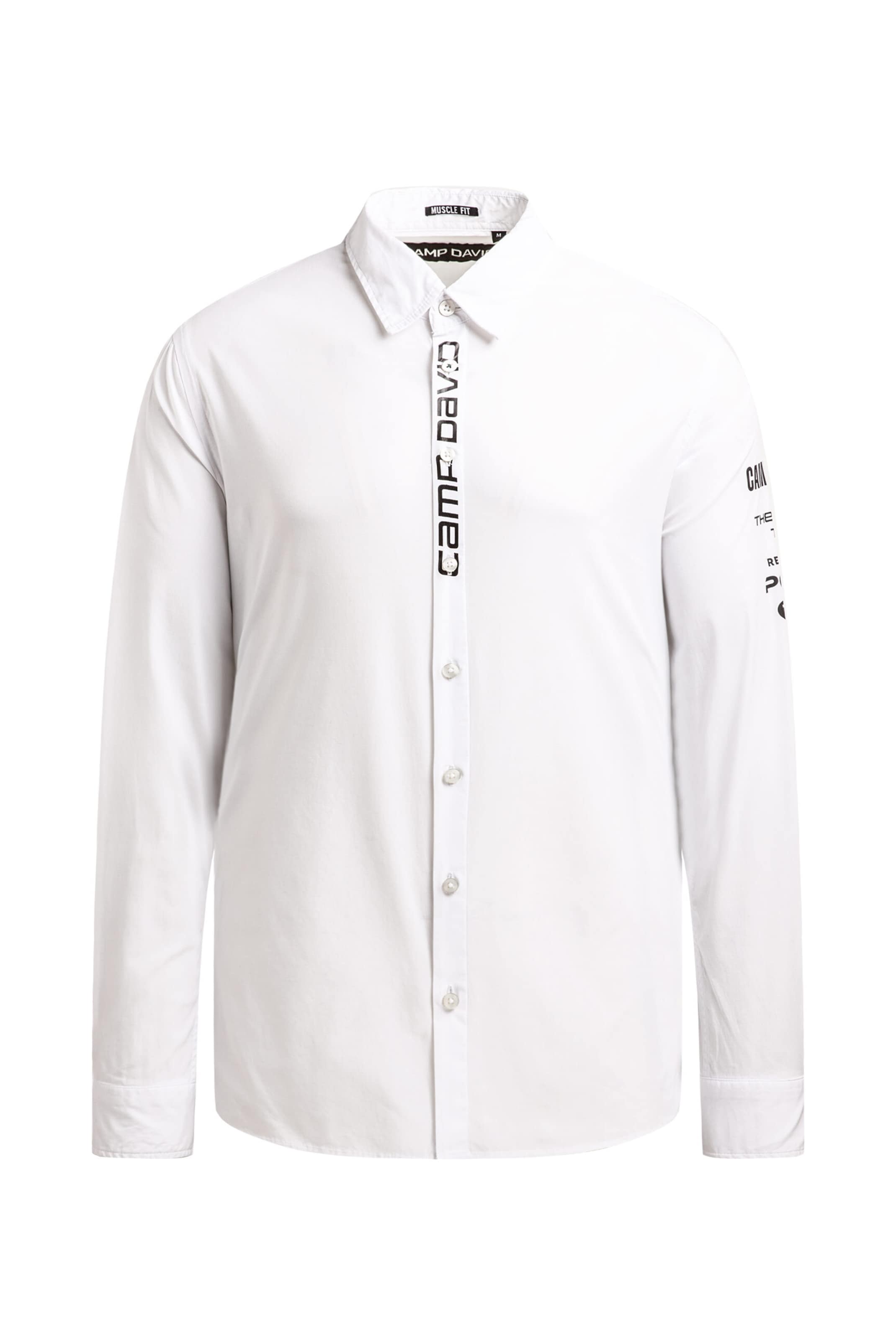 CAMP DAVID Slim fit Button Up Shirt in White: front