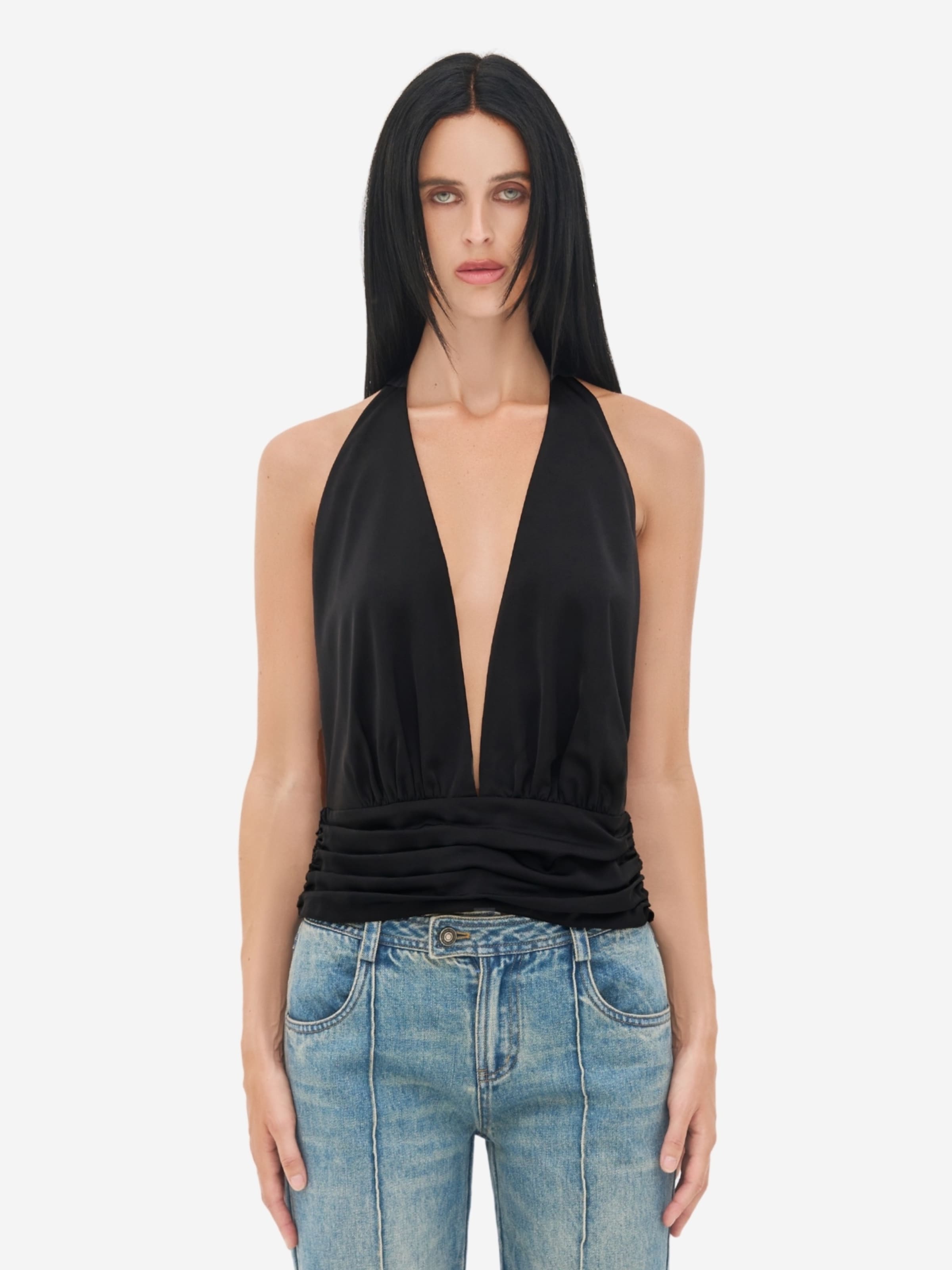 OW Collection Top 'AGATHA' in Zwart: voorkant