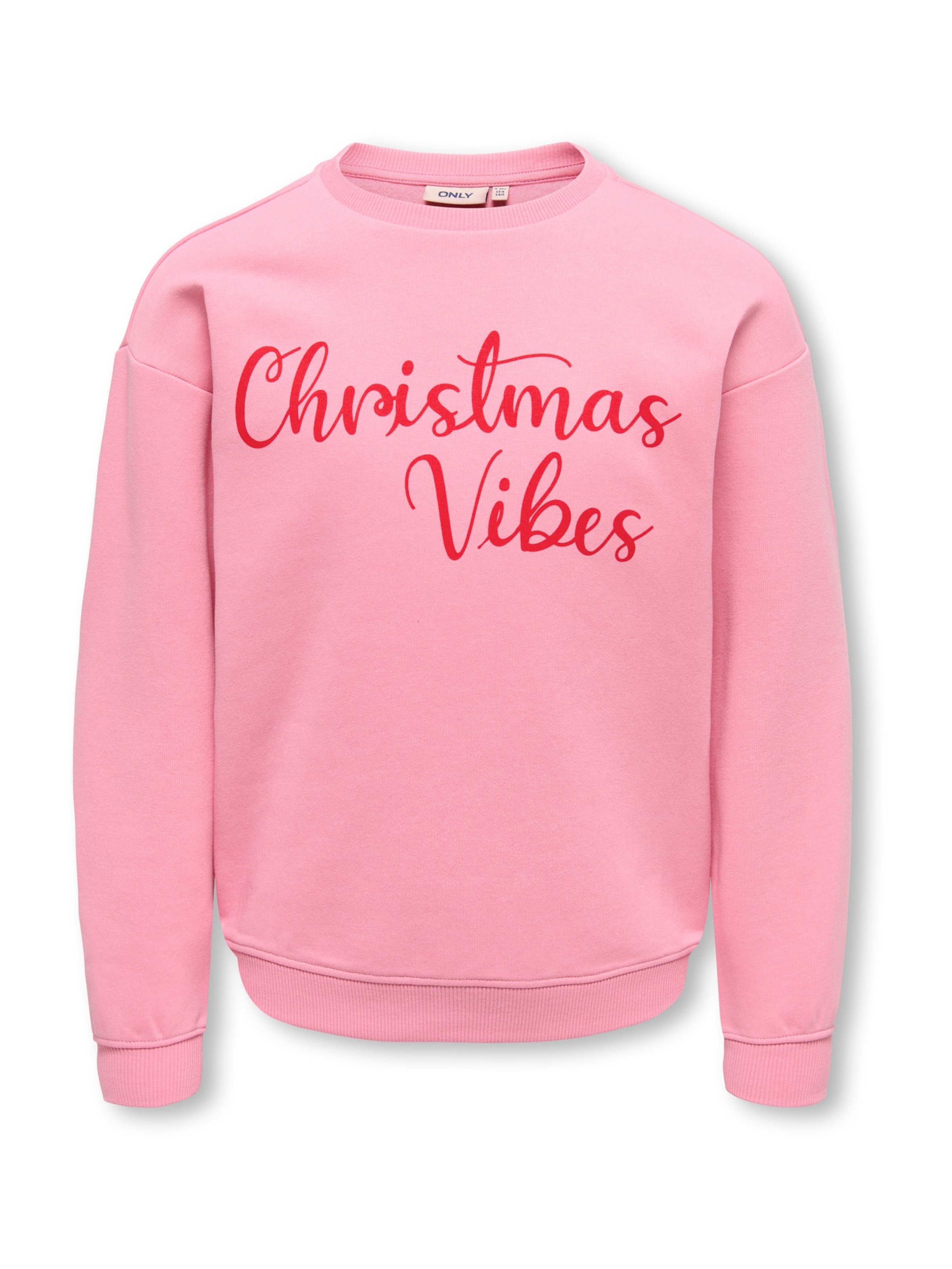 ONLY GIRLS Sweatshirt 'KOGXMAS DITTE' in Roze: voorkant
