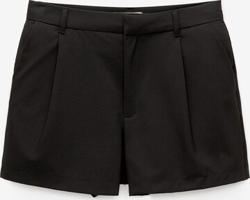 Pull&Bear Zvonové kalhoty Kalhoty se sklady v pase – černá: přední strana