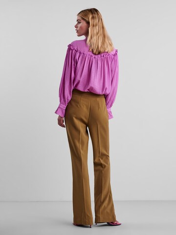 Y.A.S Flared Pleated Pants 'Crima' in Brown