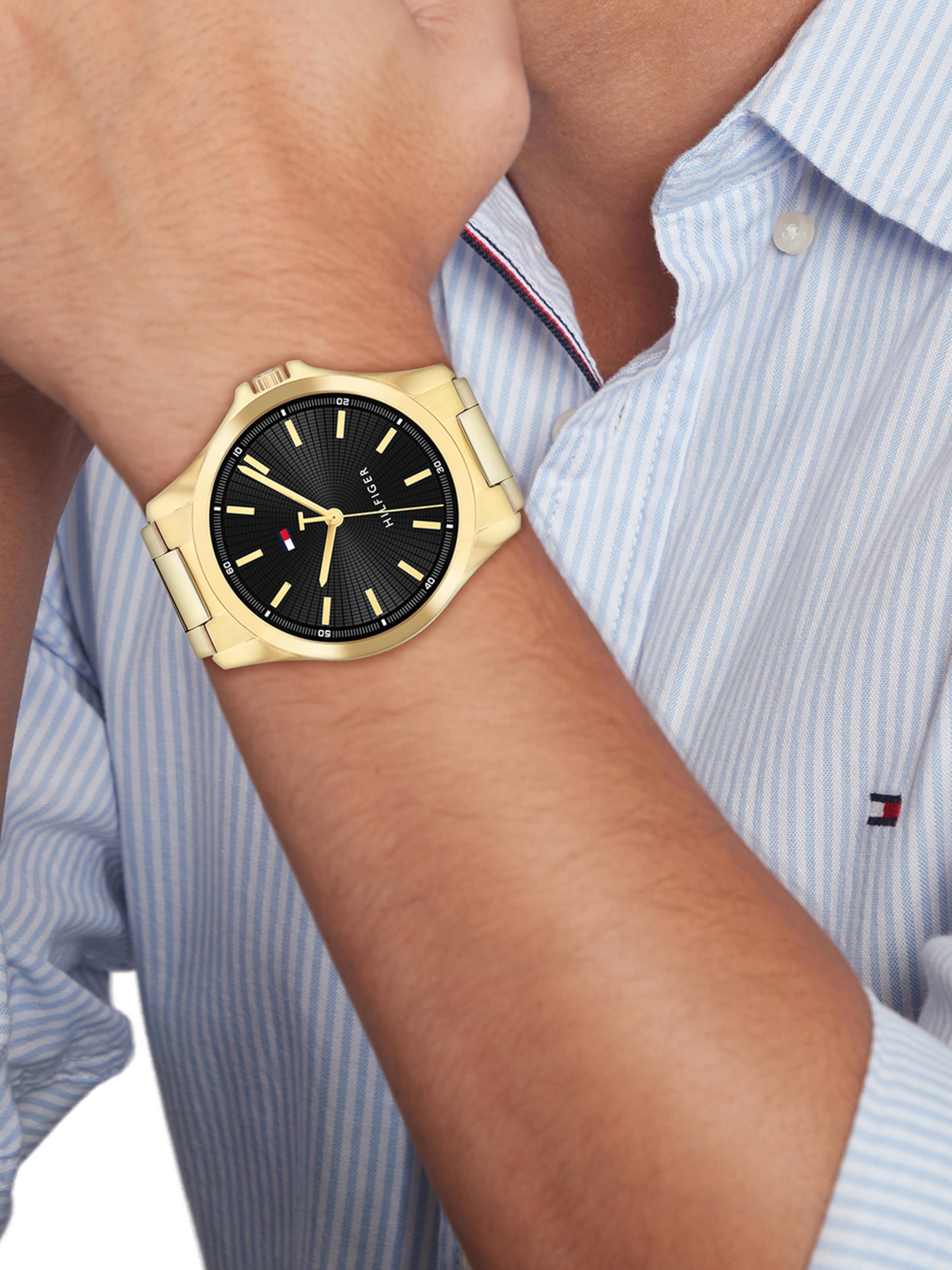 TOMMY HILFIGER Analogt ur 'BRUCE' i guld