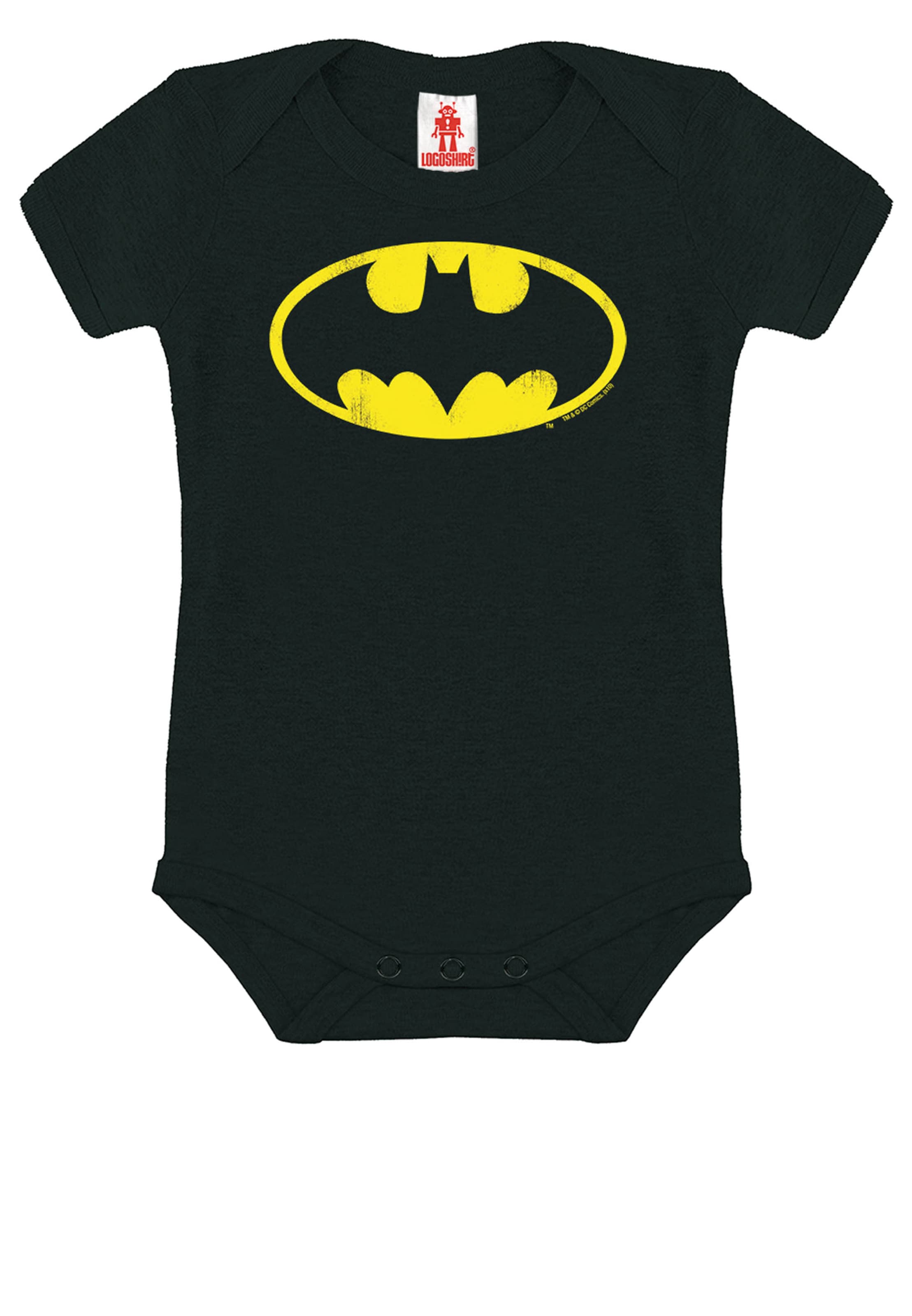 LOGOSHIRT Romper/bodysuit 'DC Batman-Logo' in Black: front