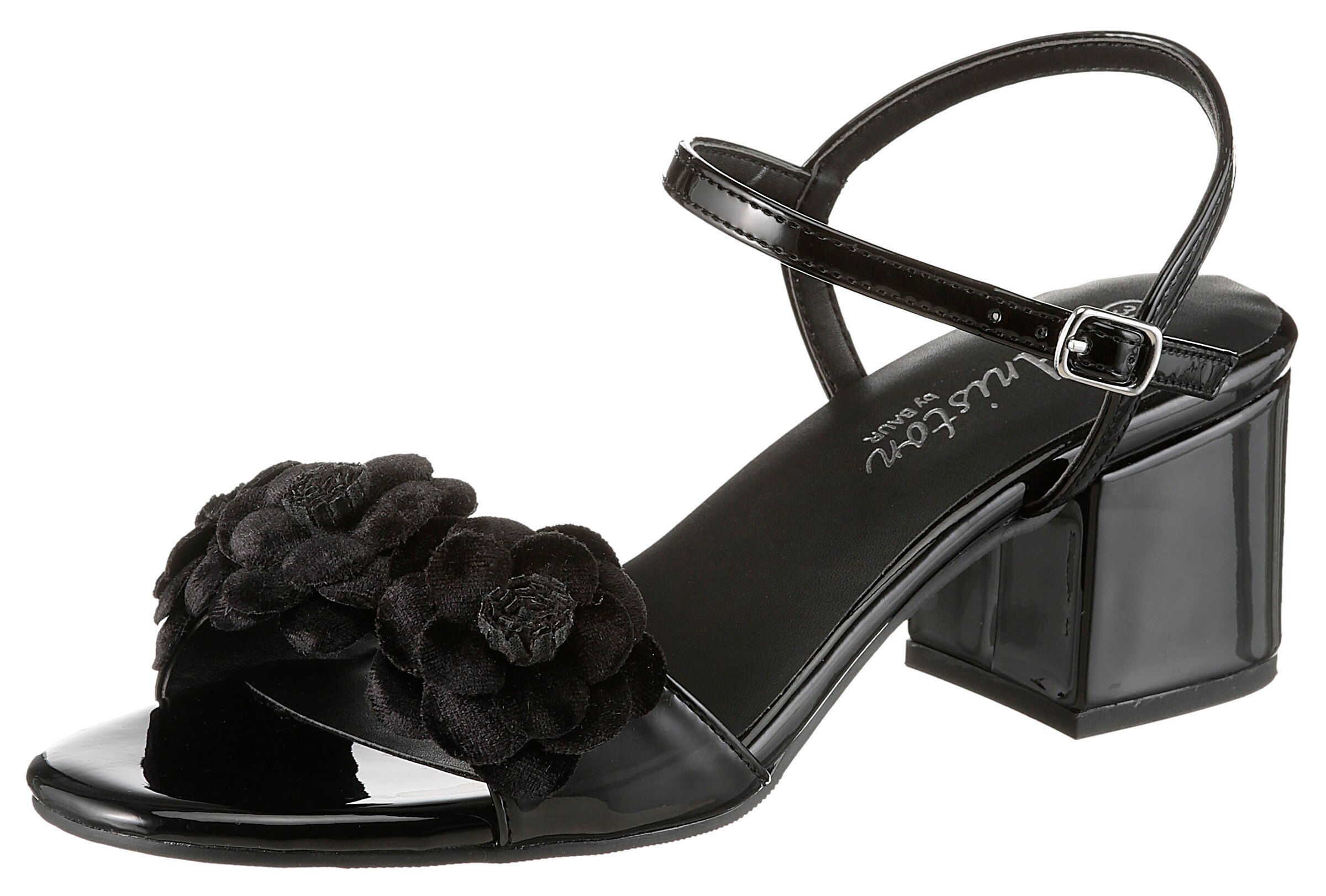 Aniston T-Bar Sandals in Black: front