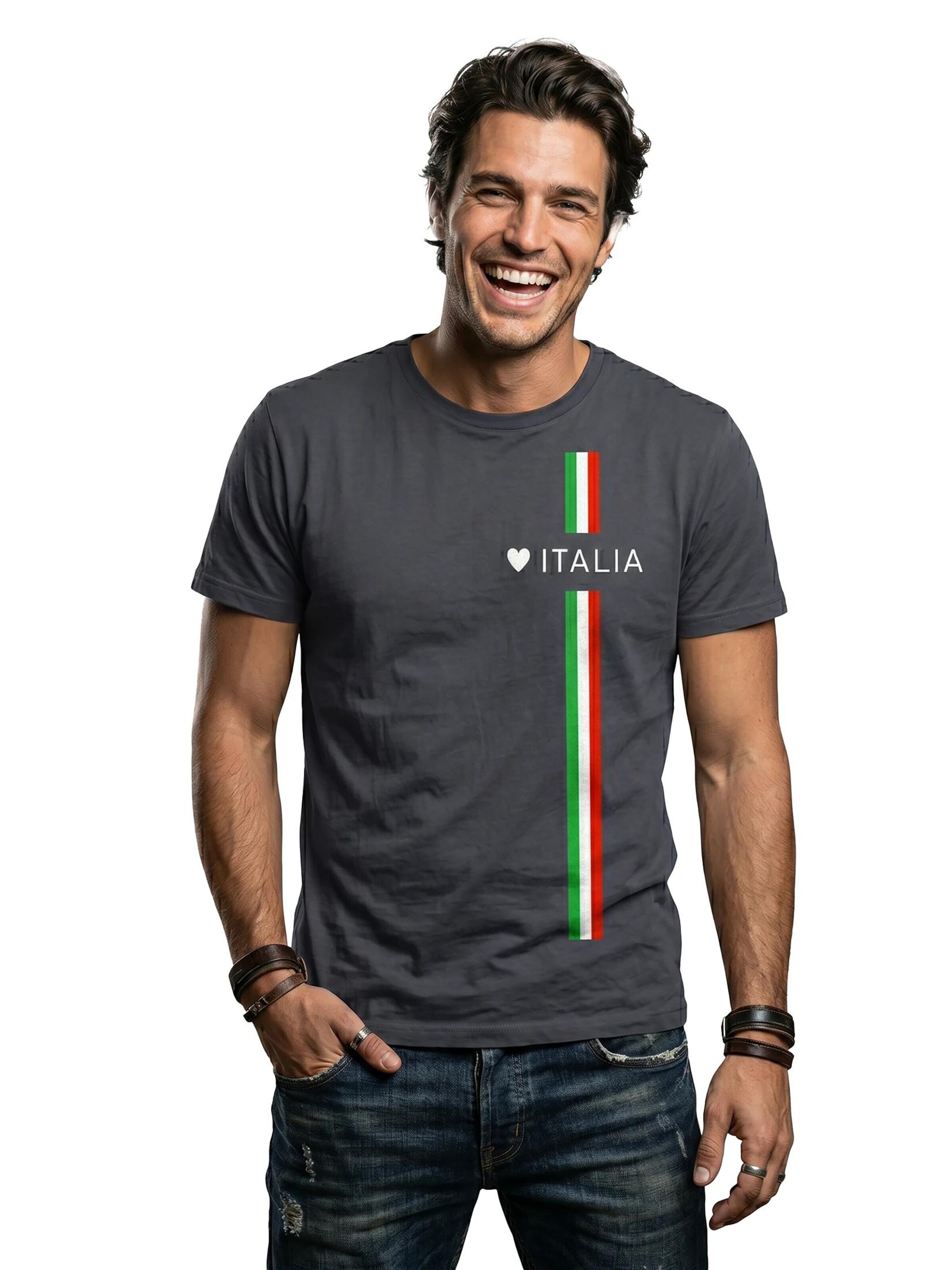 MAKAYA Shirt 'Love Italia' in Grey