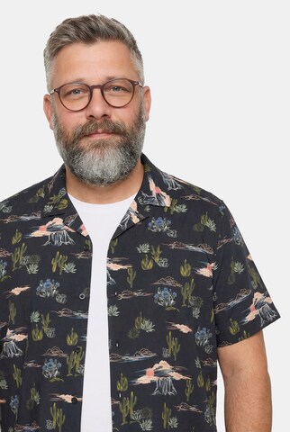 Men Plus Regular Fit Hemd in Schwarz