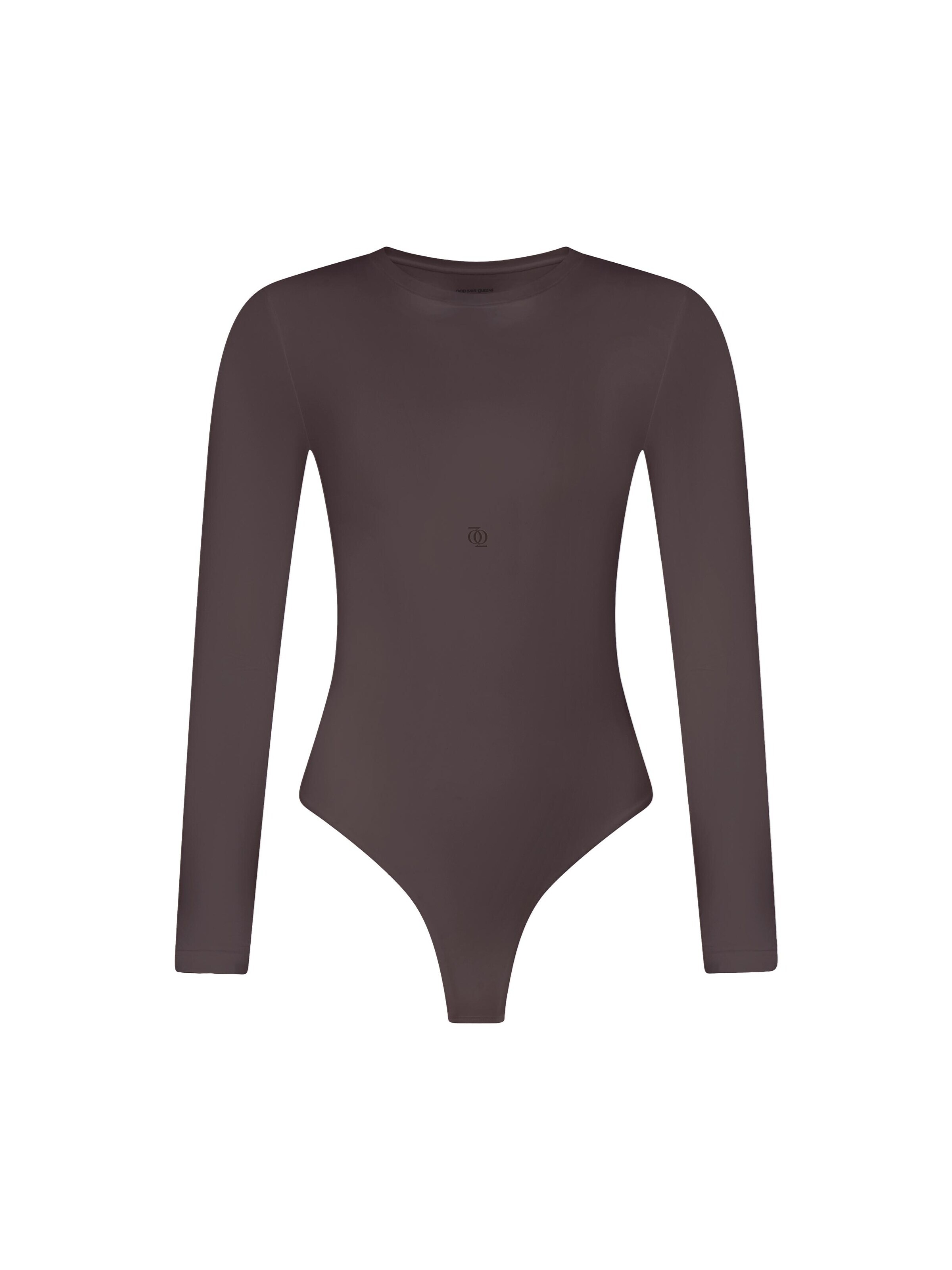 GOD SAVE QUEENS Body 'Second Skin Long Sleeve Crew-Neck Bodysuit' in Bruin: voorkant