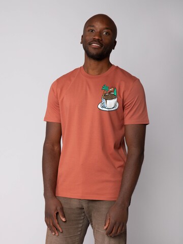 Watapparel Shirt 'Coffee Waves' in Bruin: voorkant