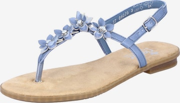 Rieker T-Bar Sandals in Blue: front