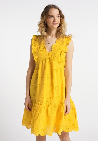 DreiMaster Vintage - Vestido de verano en amarillo: frente