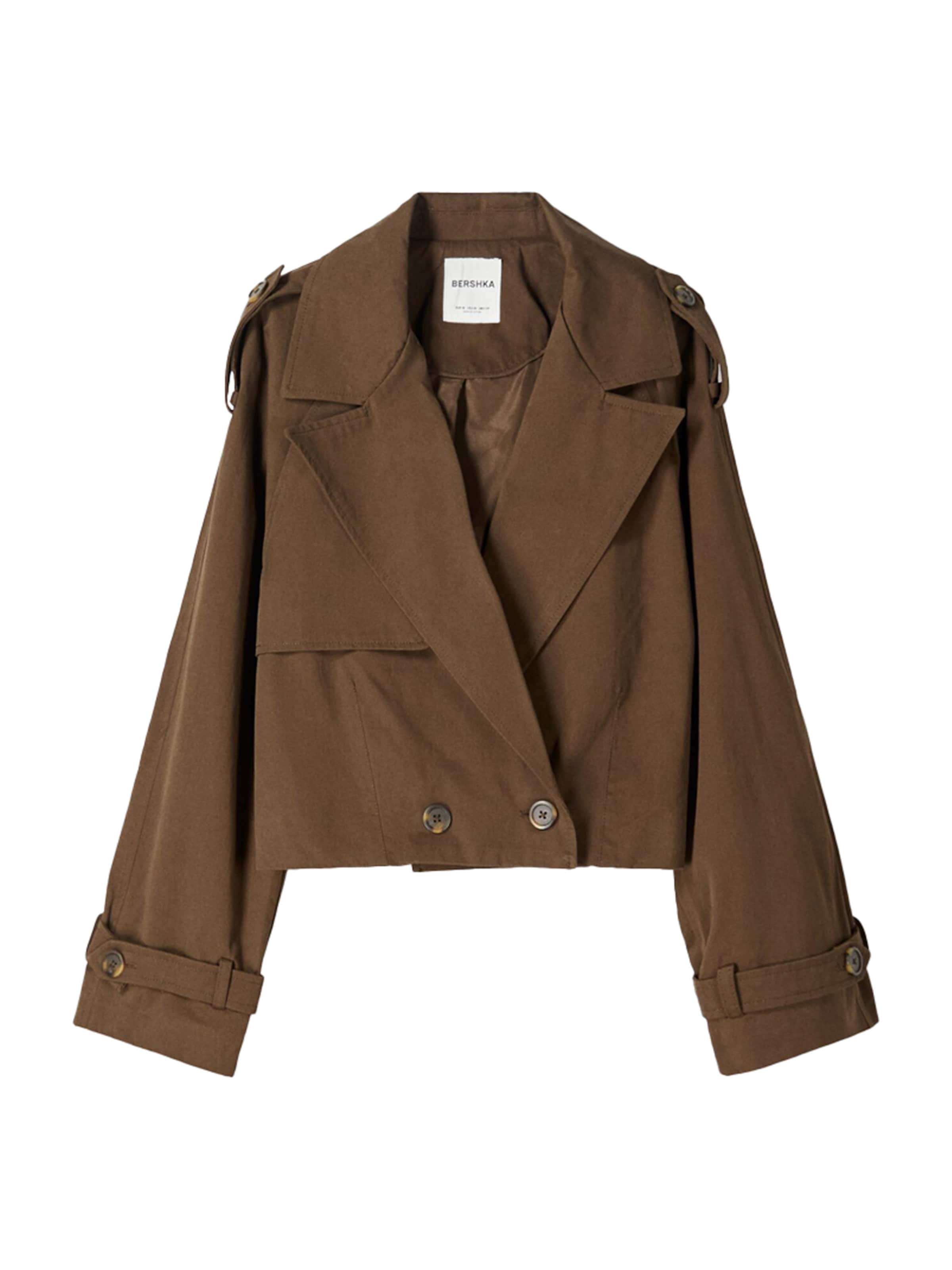 Bershka Prechodná bunda - Hnedá: predná strana