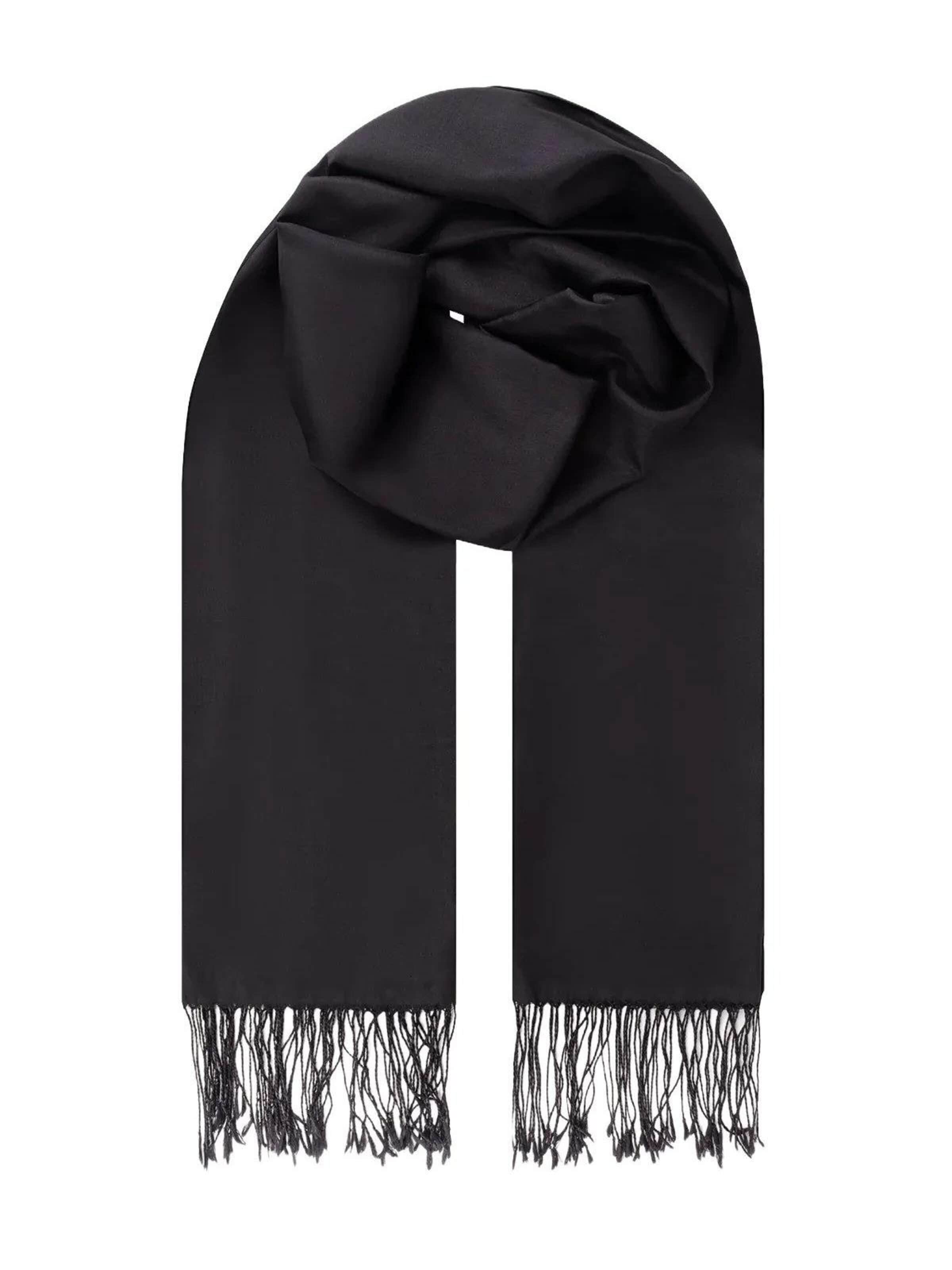 SILK & CASHMERE Sjaal in Zwart: voorkant