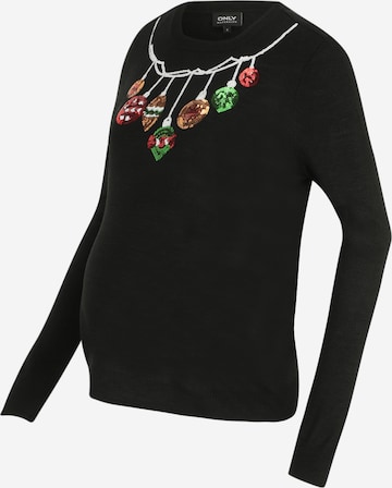 Only Maternity Sweater 'XMAS' in Black: front