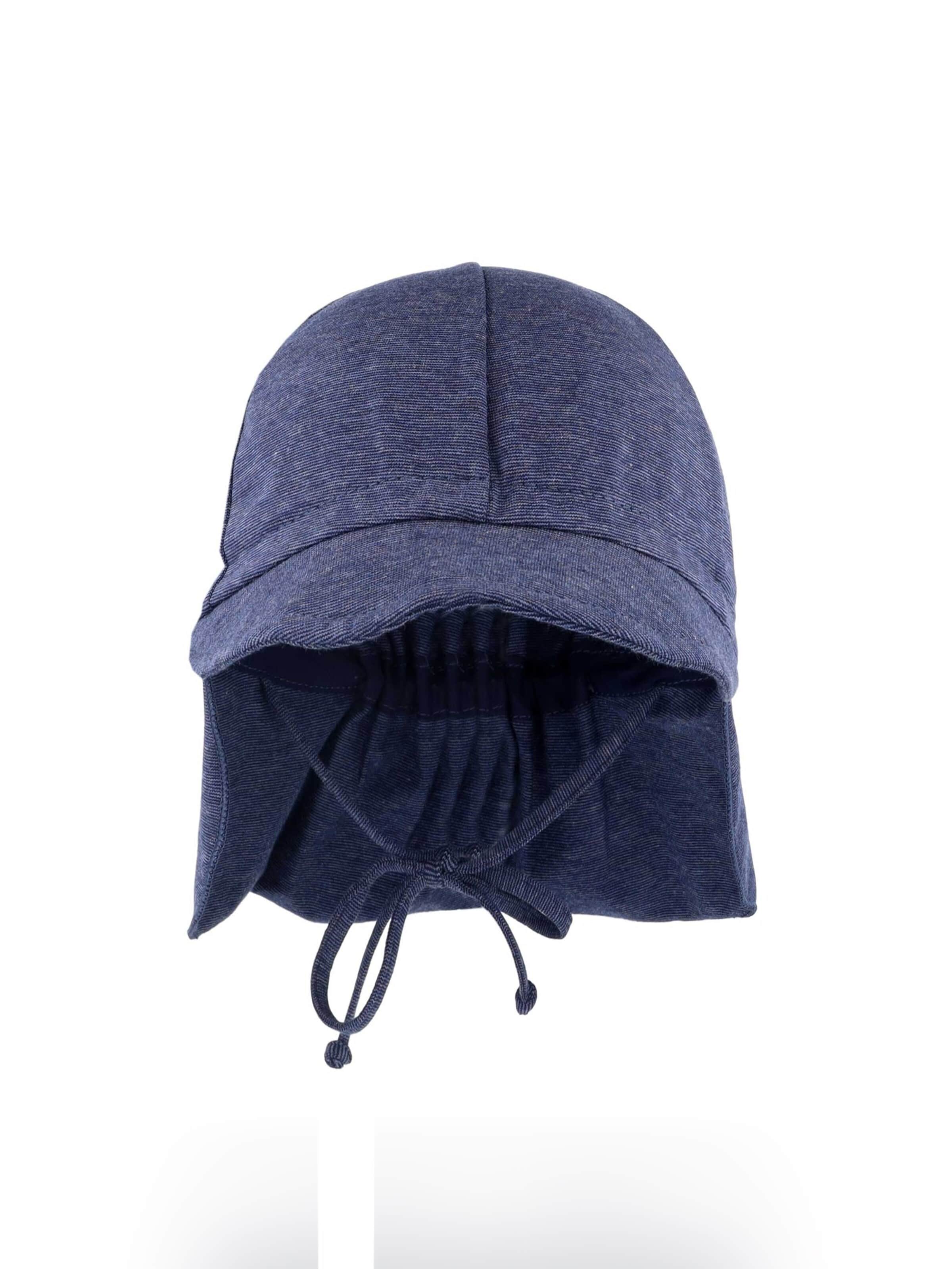 MAXIMO Beanie 'GOTS MINI-Schildmütze, Band Nackenschutz, Microringel, Jersey, UV 50' in Blue