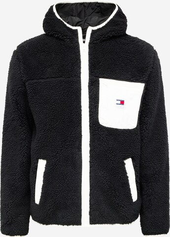 Tommy Jeans Fleece jas in Zwart: voorkant