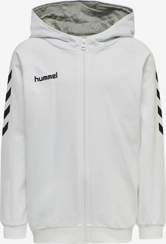 Hummel Athletic Zip-Up Hoodie in White: front