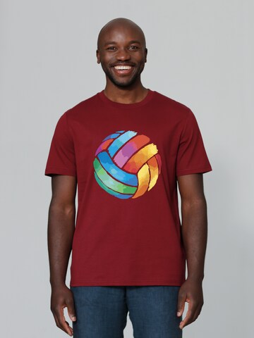 Watapparel Shirt 'Volleyball in Watercolor' in Red: front