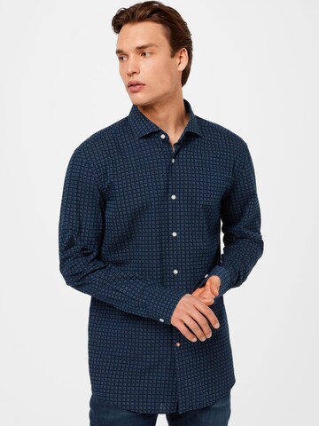 BOSS Black Slim fit Button Up Shirt in Blue: front