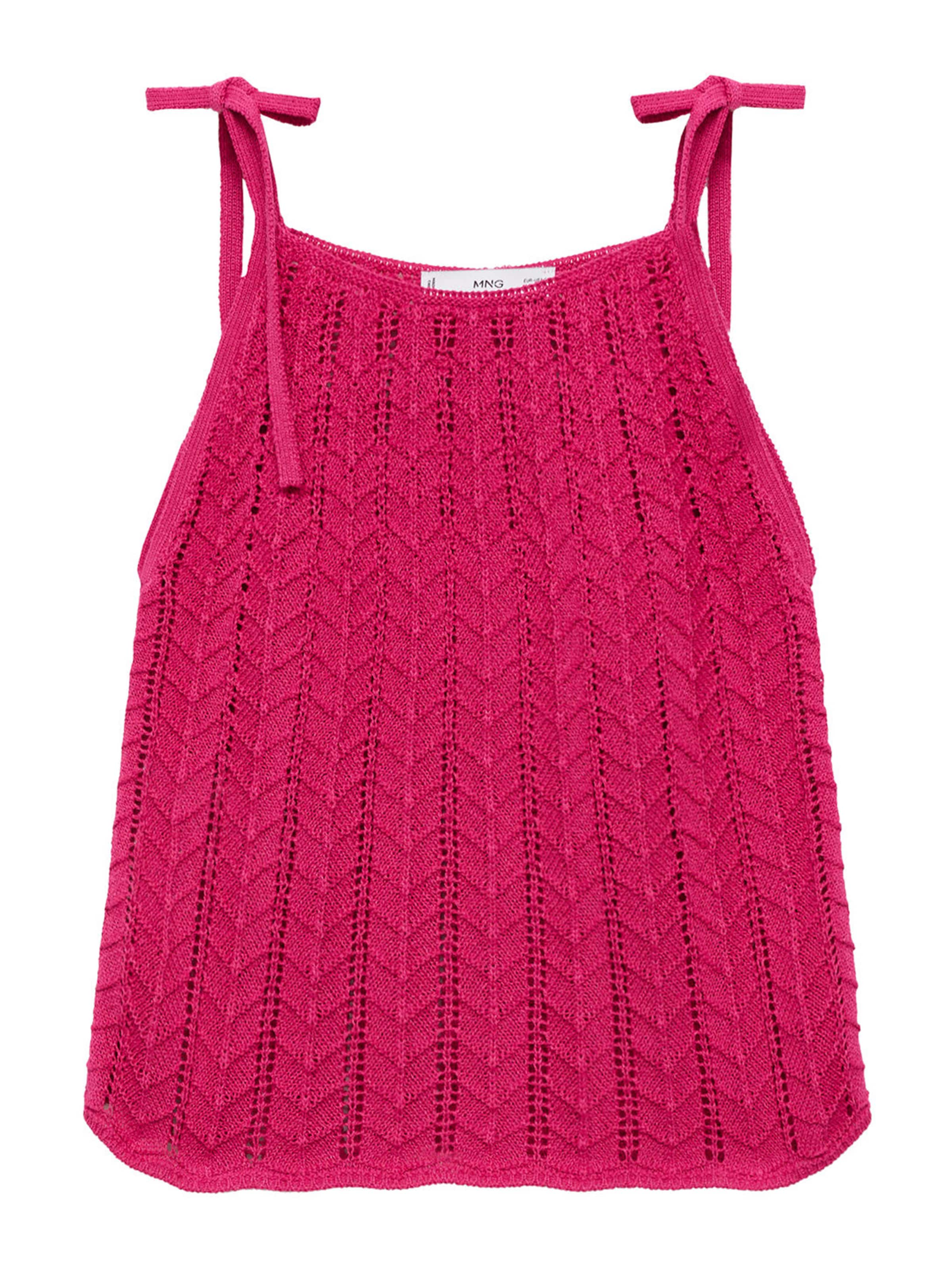 Top brodat 'CANARIO' de la MANGO pe roz: față