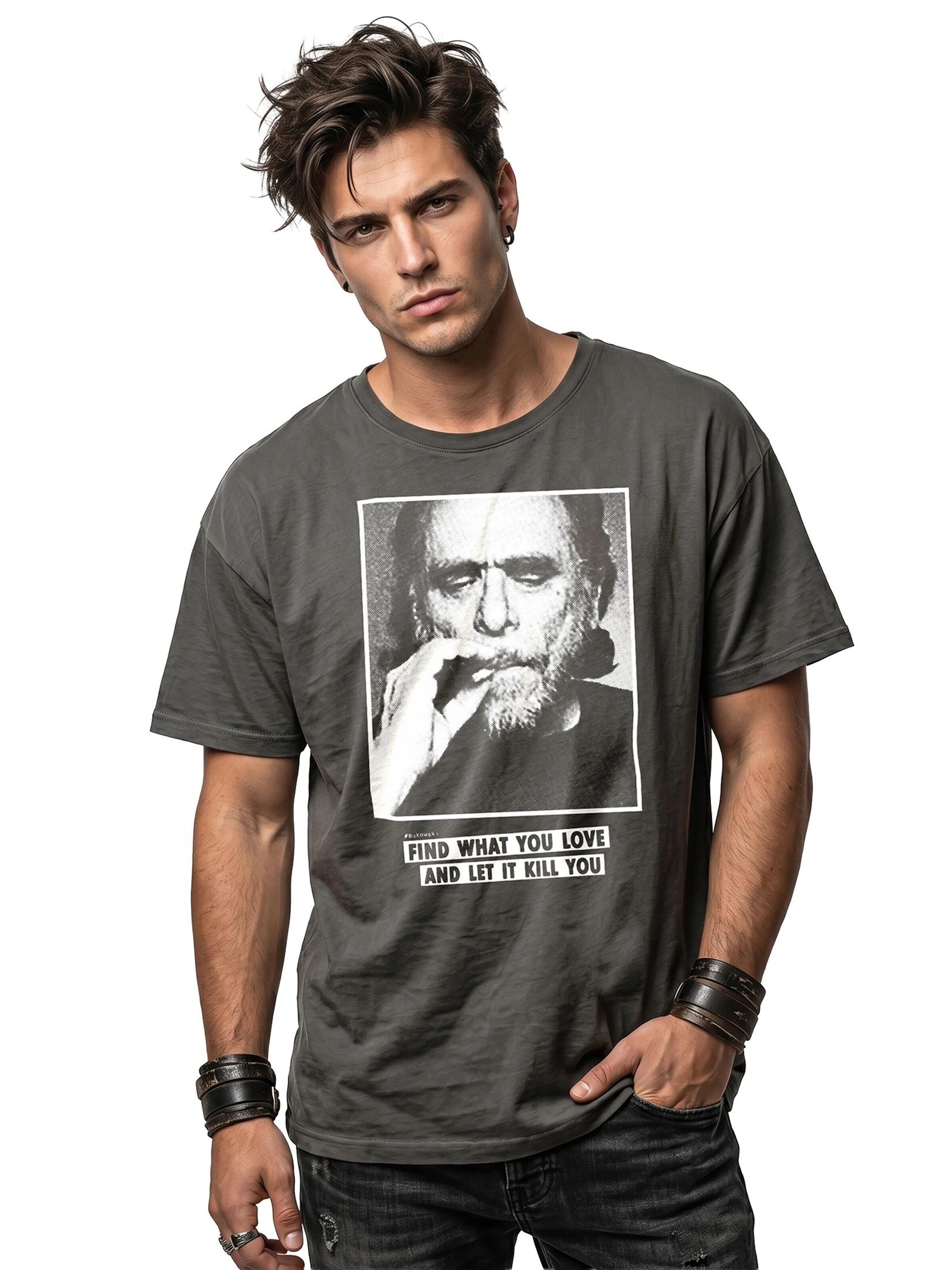 MAKAYA Shirt 'Find What You Love' in Grey
