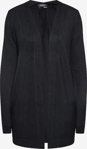 usha BLACK LABEL Knit Cardigan in Black: front