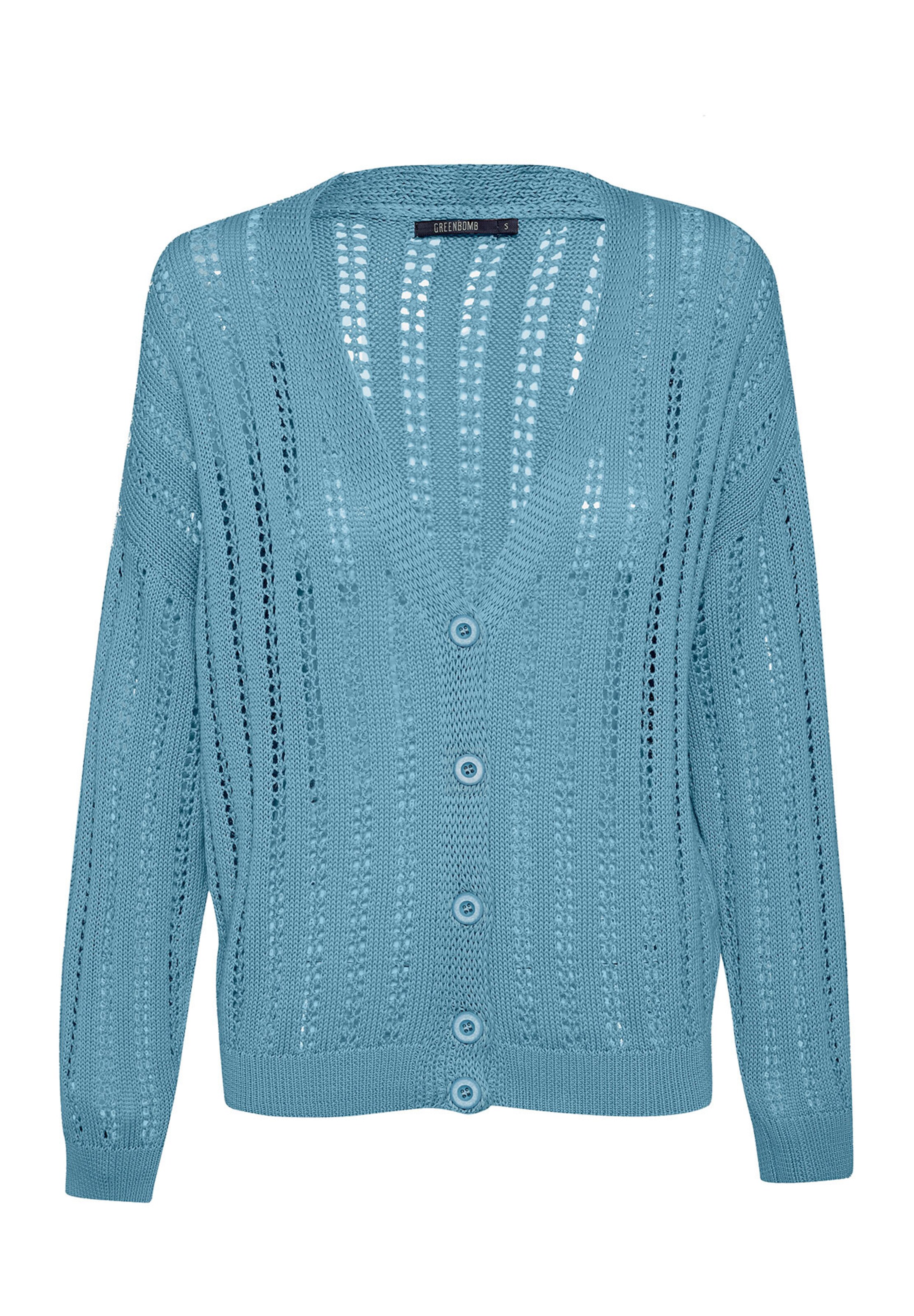 GREENBOMB Knit Cardigan in Blue: front