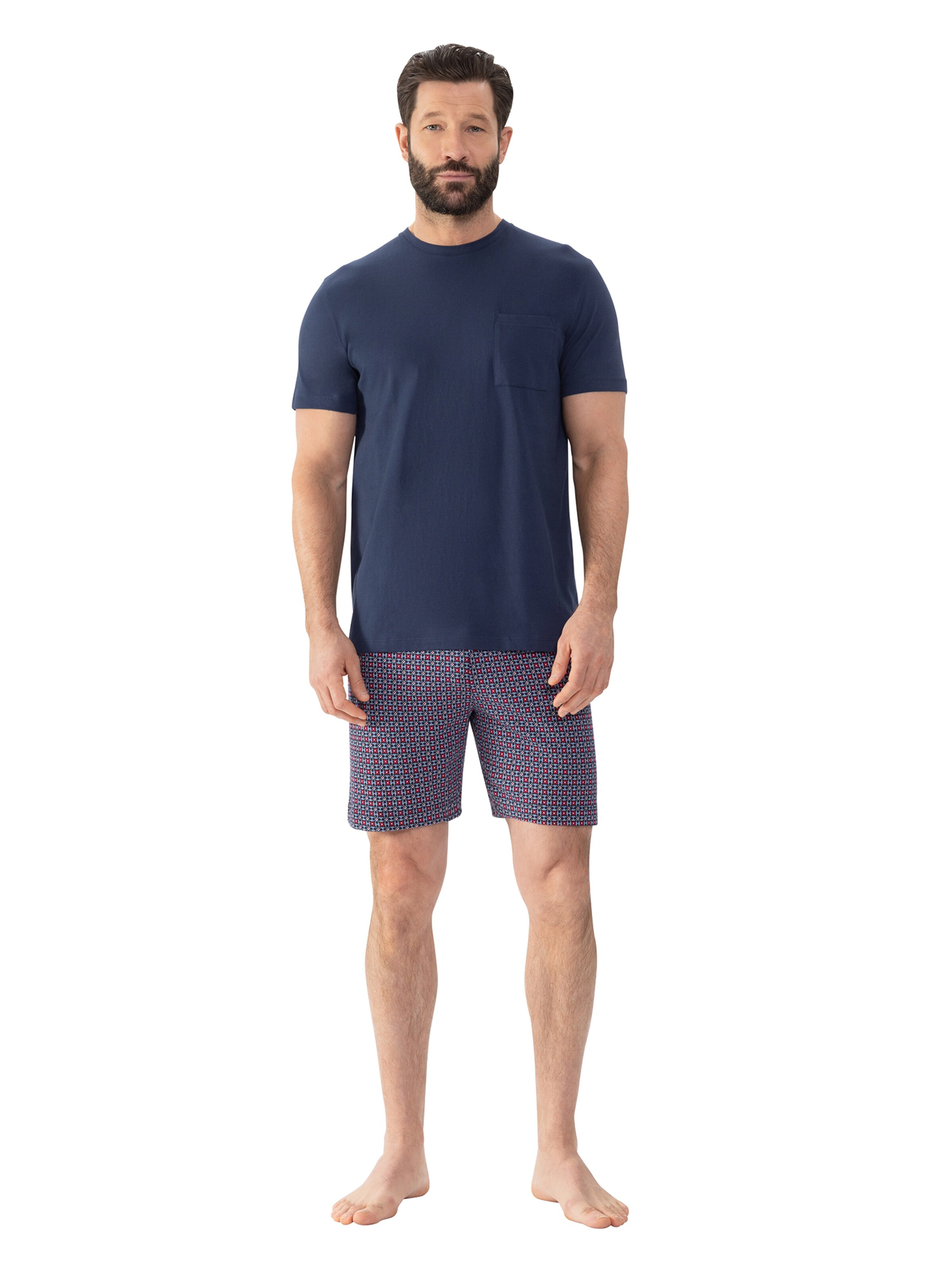 Mey Pyjama kort 'Red Tile' in Blauw