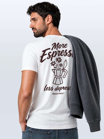 Neverless Shirt 'More Espresso less depresso' in White