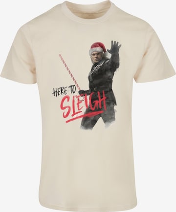 ABSOLUTE CULT Shirt 'Witcher - Here To Sleigh' in Beige: voorkant