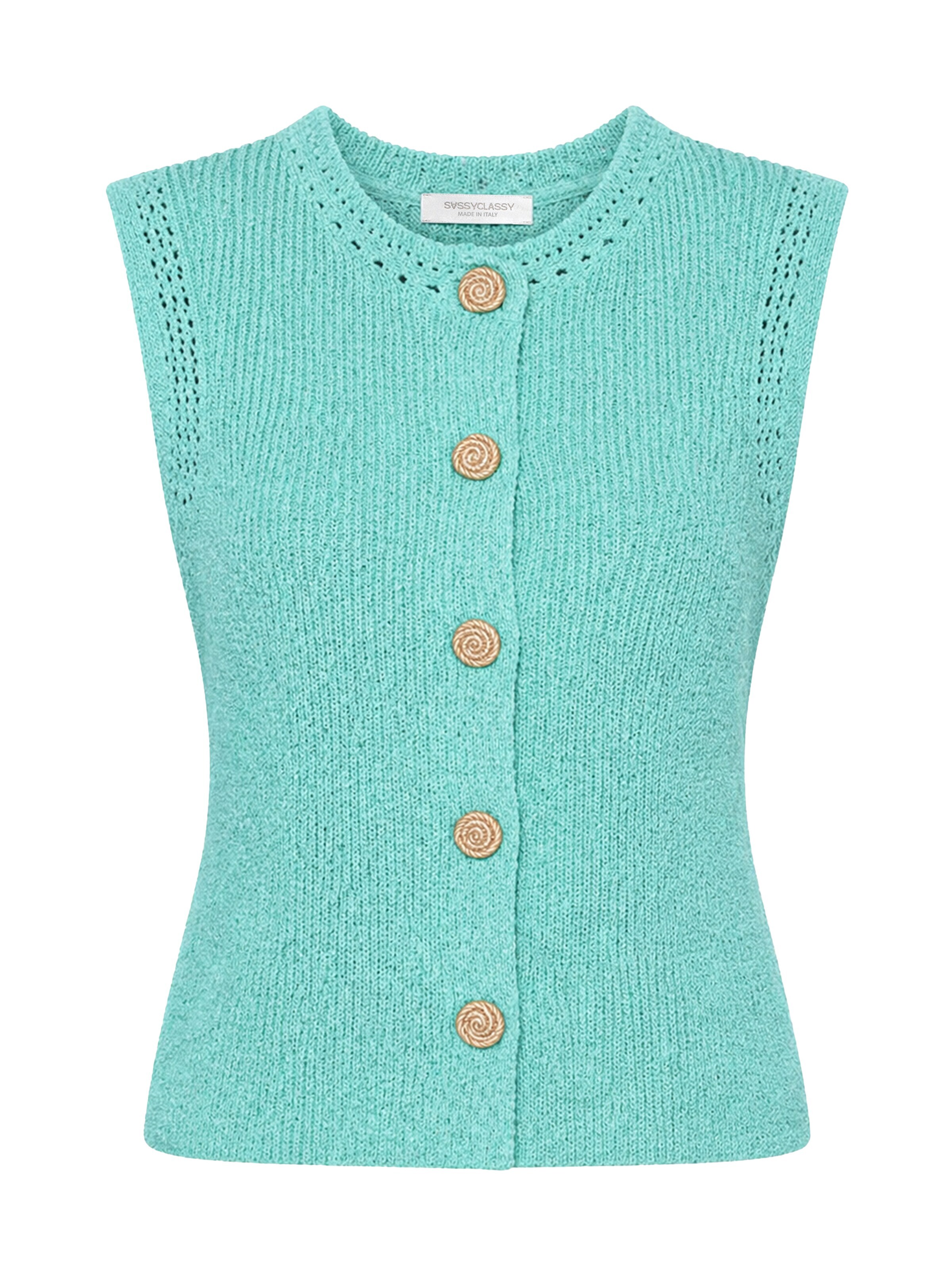 SASSYCLASSY Strickweste‌‌‌‌‌ in Blau: Vorderseite