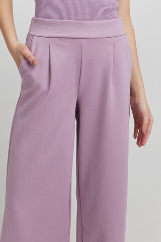 ICHI Wide leg Pleat-Front Pants 'Kate' in Purple