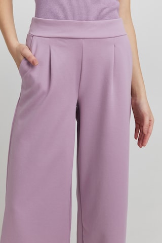 ICHI Široký strih Plisované nohavice 'Kate' - fialová