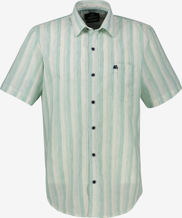 LERROS Regular Fit Gestreiftes Kurzarmhemd, atmungsaktiv in Grün: Vorderseite