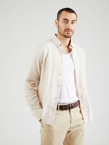 INDICODE JEANS Regular fit Button Up Shirt 'Vento' in Beige: front