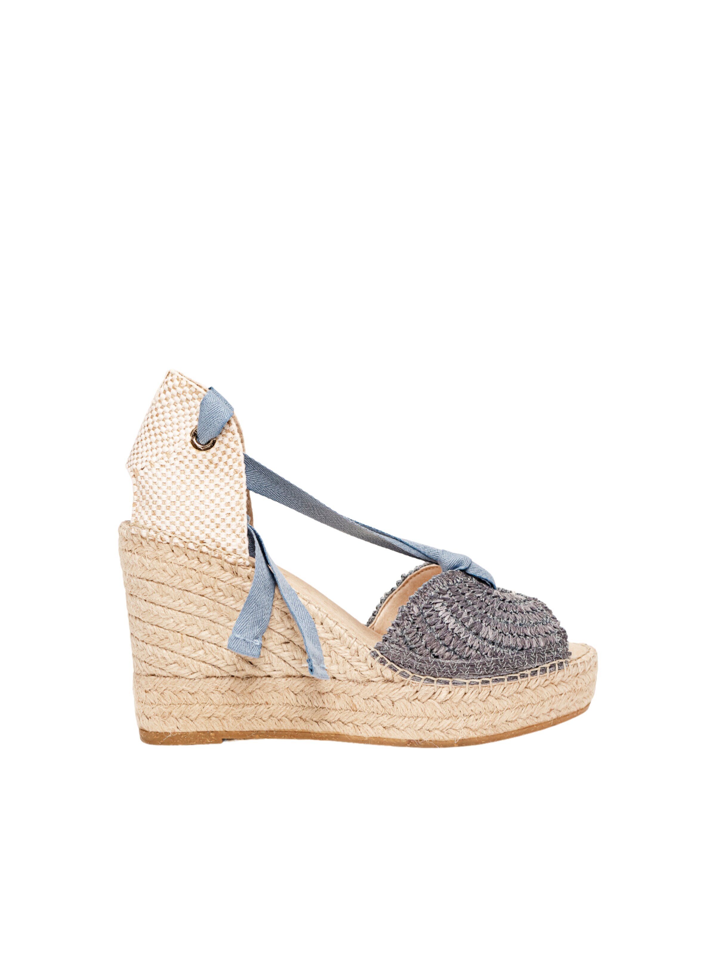 Alhamas Sandal 'Alpargata Cuña 10 cm' in Blue: front