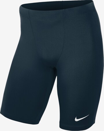 NIKE Skinny Workout Pants in Blue: front