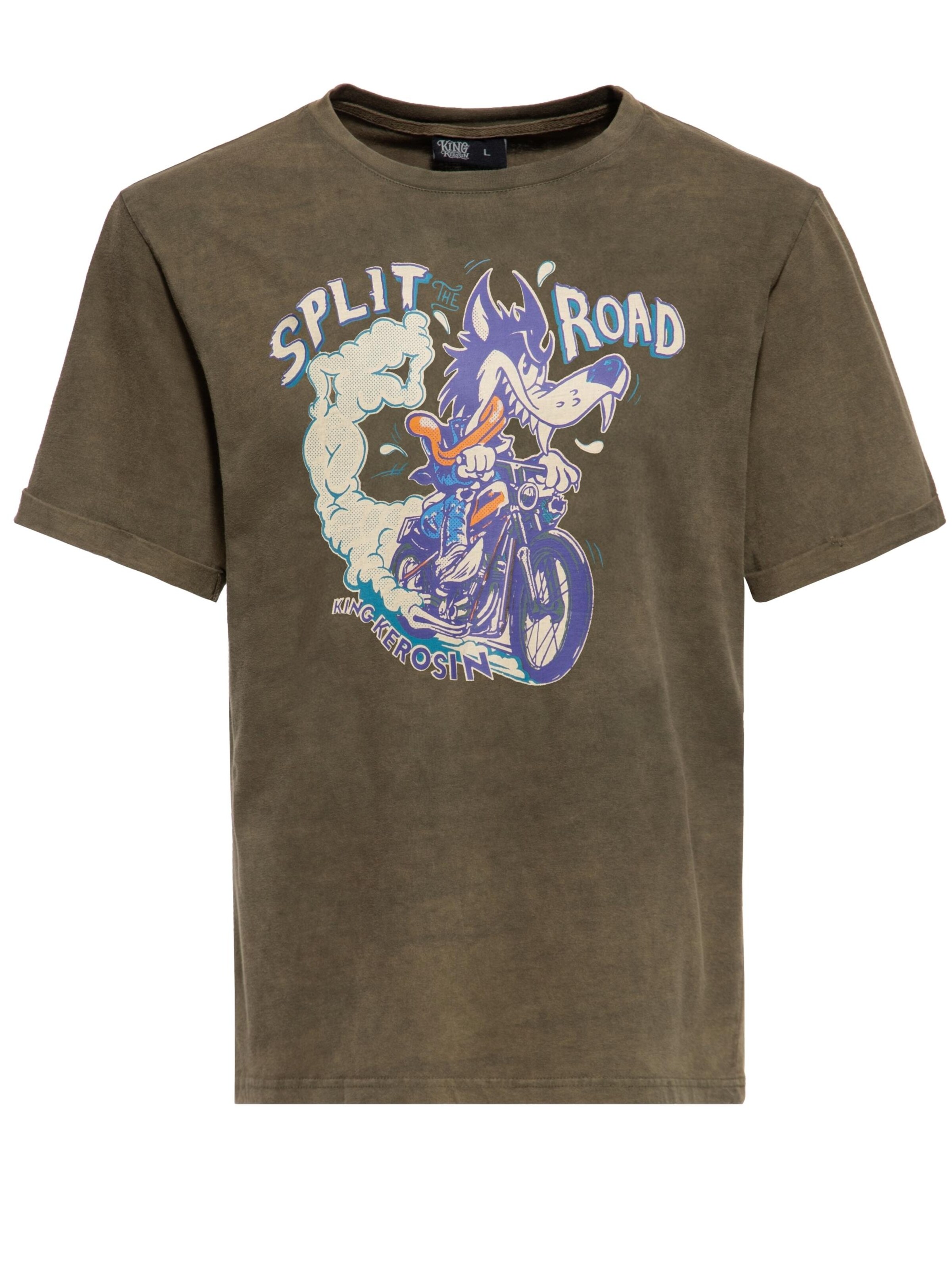 King Kerosin Shirt 'Split The Road'‌‌‌ in Grün: Vorderseite