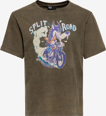 King Kerosin Shirt 'Split The Road' in Grün: Vorderseite