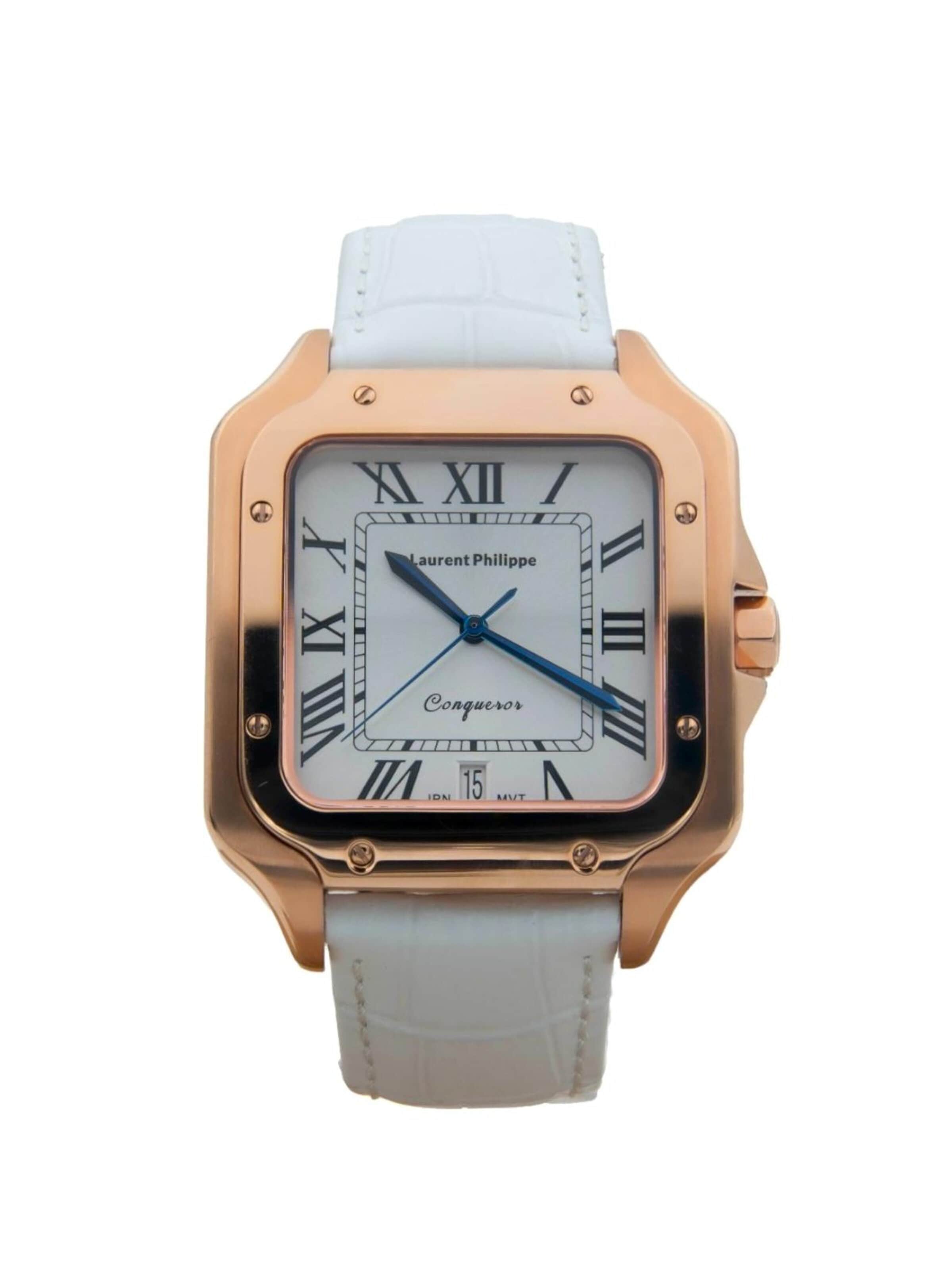 Laurent Philippe - Reloj analógico 'Conqueror Spirit of the Rose – Bianco Bianco' en blanco: frente
