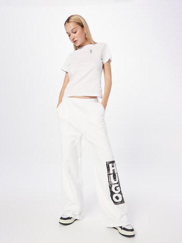 Wide Leg Pantalon 'Nasuede' HUGO Red en blanc