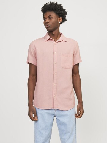 JACK & JONES Regular fit Button Up Shirt in Pink: front