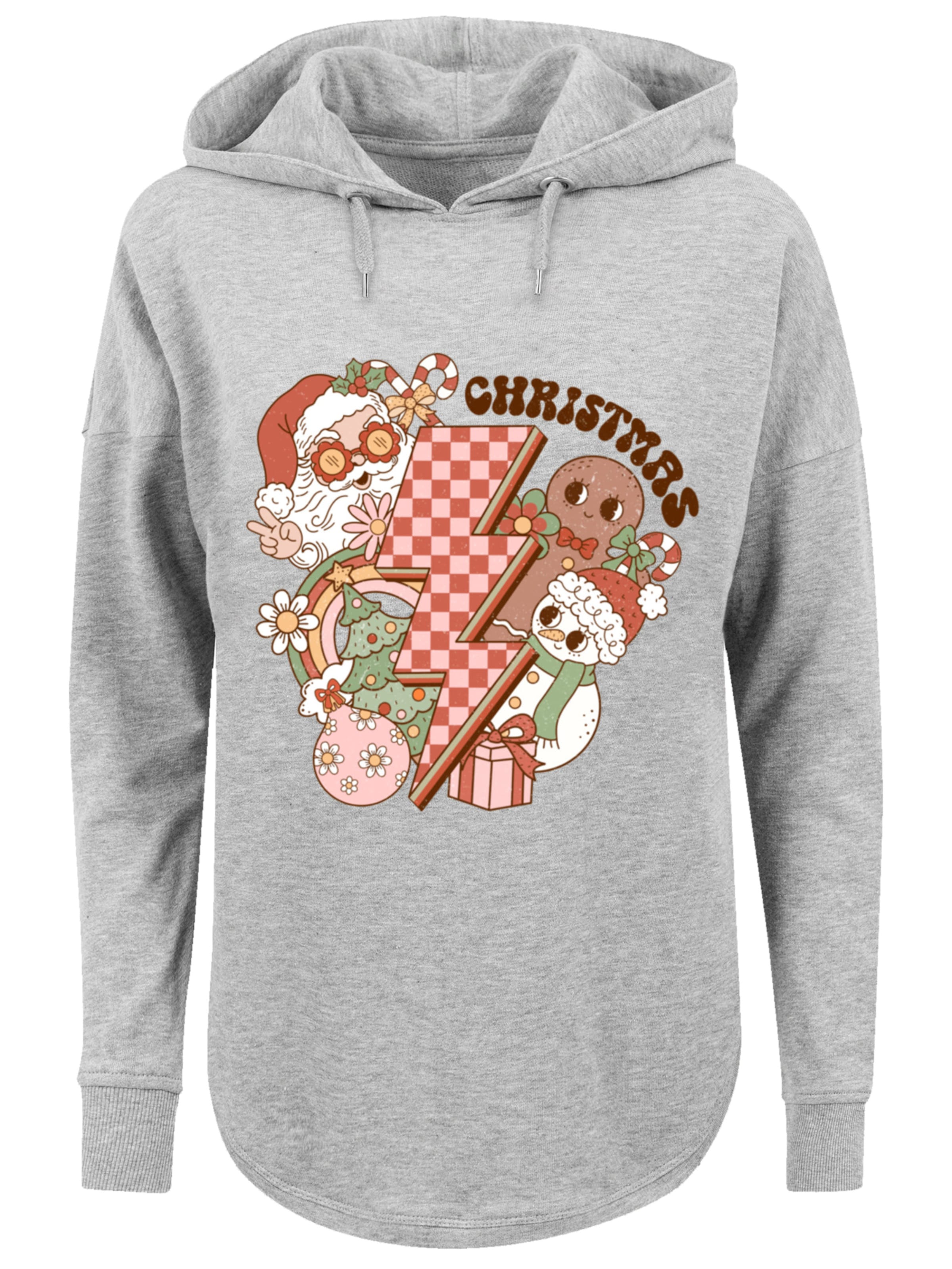 F4NT4STIC Sweatshirt 'Groovy Christmas' in Grau: Vorderseite