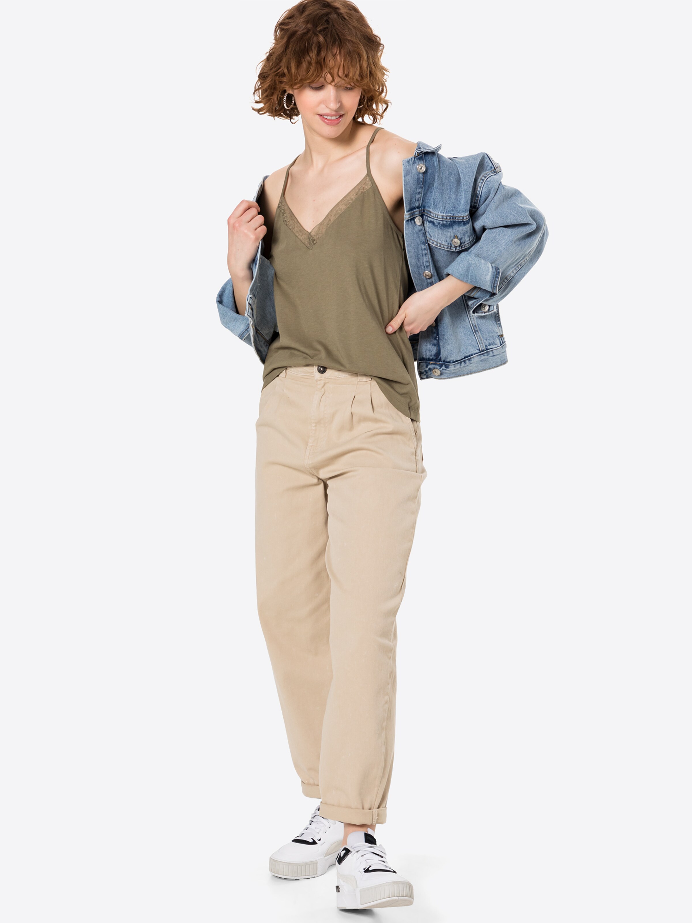 Frauen Große Größen Superdry Top in Oliv - BL96311 Frauen Große Größen Superdry Top in Oliv - BL96311