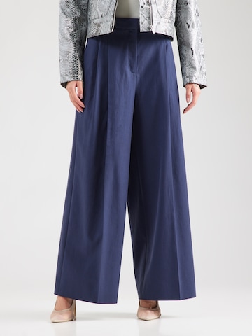 HUGO Wide leg Pleat-front trousers 'Harenau' in Blue: front