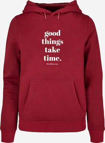 Merchcode Sweatshirt 'Good Things Take Time' in Rot: predná strana