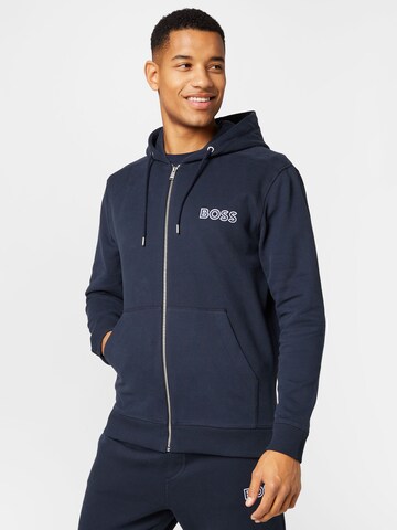 BOSS Orange Zip-Up Hoodie 'Zelogox' in Blue: front