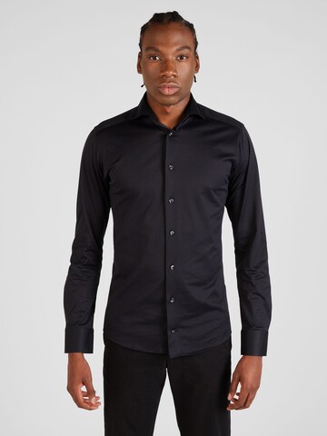 ETON Slim fit Button Up Shirt in Black: front