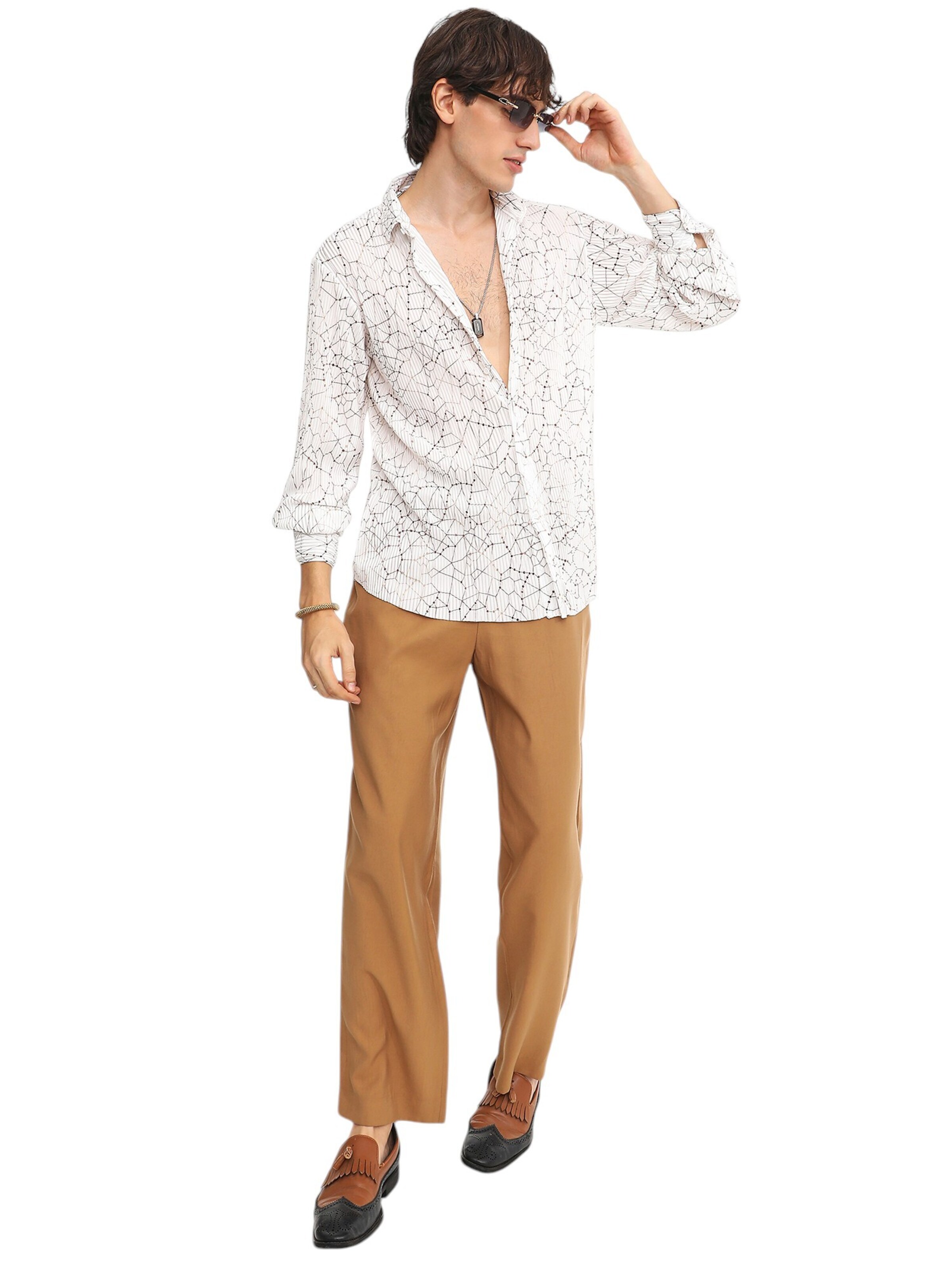 Campus Sutra Regular fit Srajca 'Zavannah' | bela barva