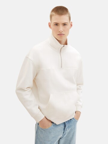 Sweat-shirt TOM TAILOR DENIM en blanc : devant